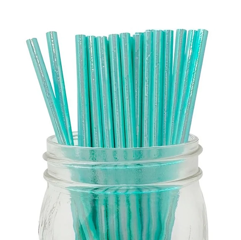 Canudo Papel Met Fur Cor Azul Tiffany C/20 Ponto Das Festas