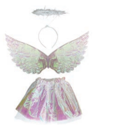 Kit Fant Anjo Cetim Saia/as/tiar Aureola