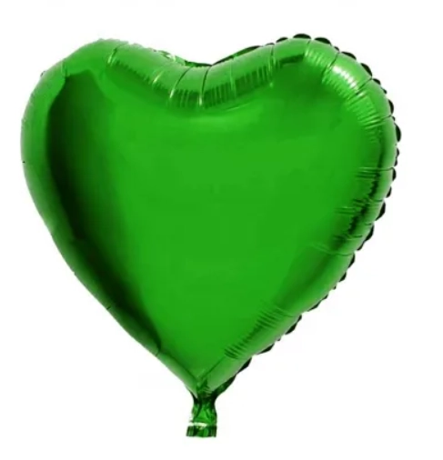 Balao Met Coracao Verde 45cm
