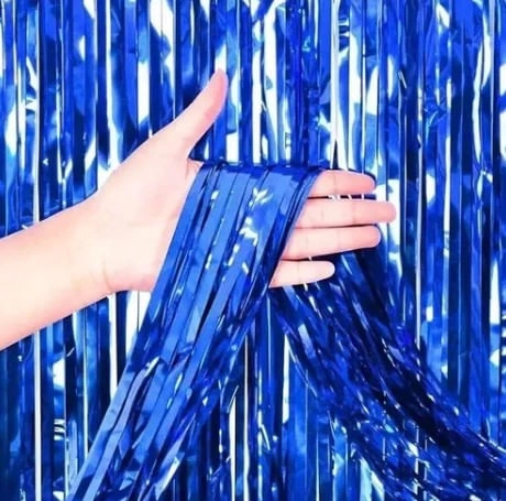 Cortina Metalizada Azul 33x450cm