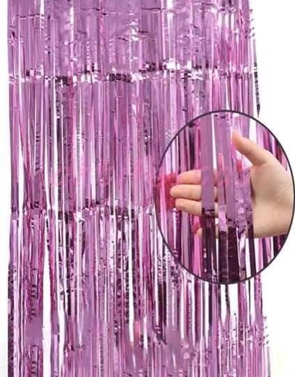 Cortina Metalizada Rosa 33x450cm