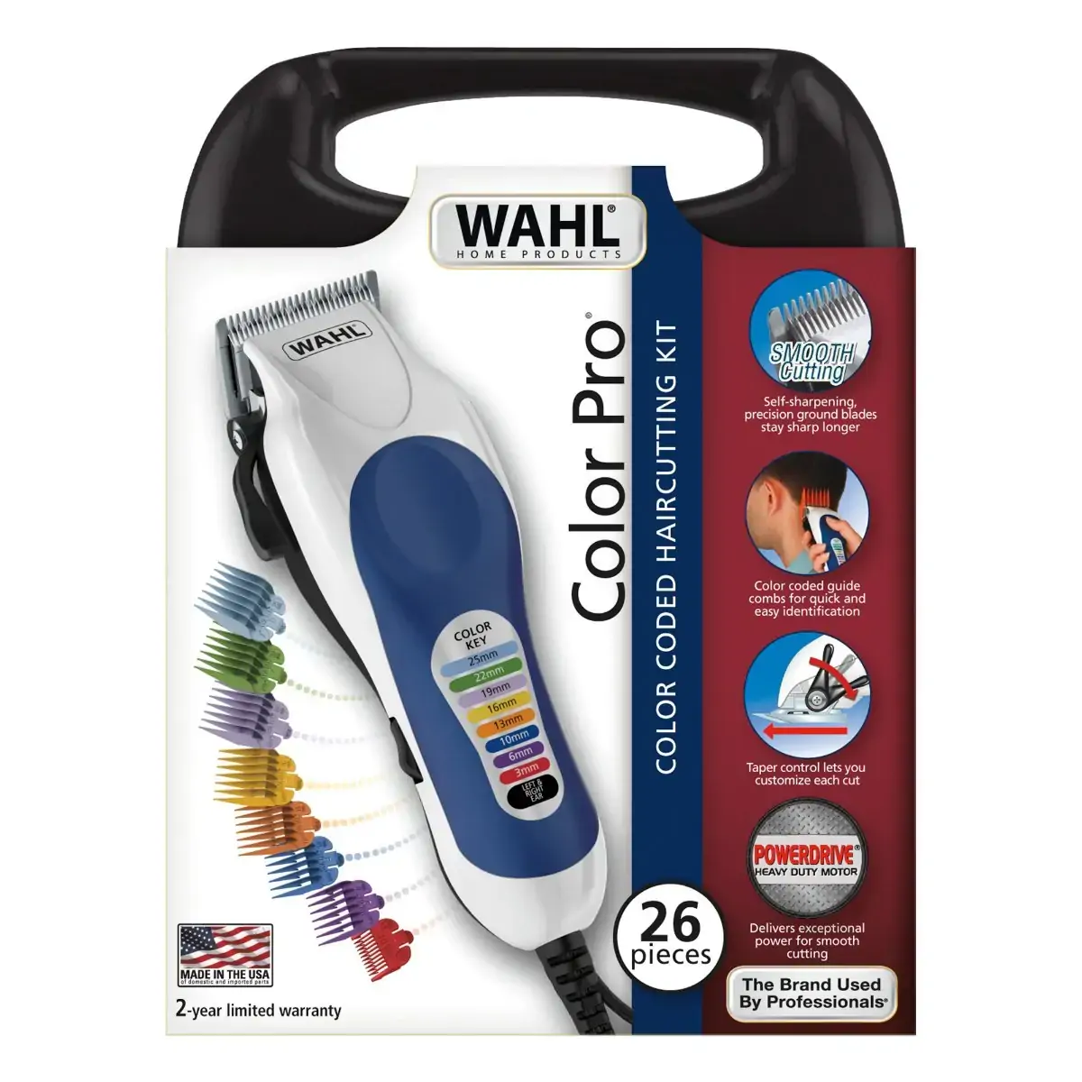 Máquina de Cortar Cabelos WAHL Color Pro Branco 110V