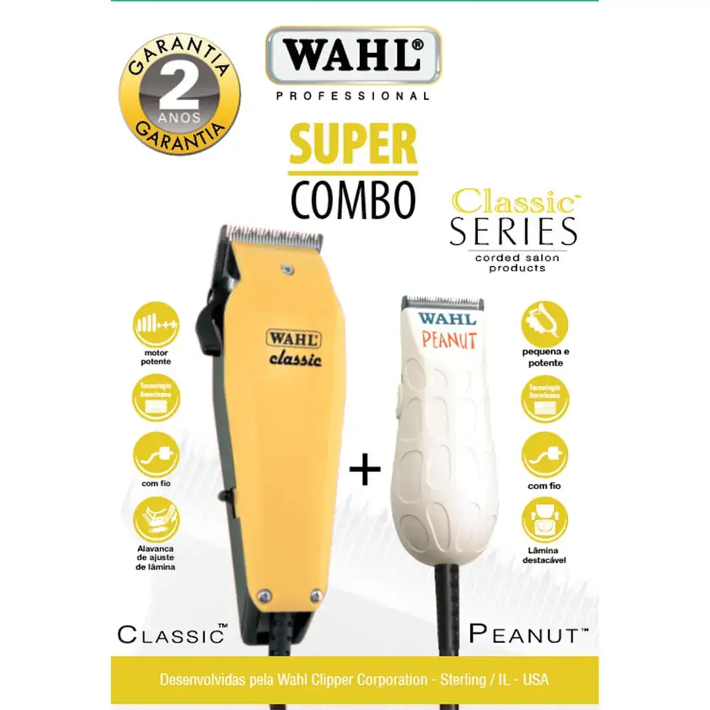 Kit Maquina De Corte Wahl Classic E Wahl Penault Branca 127v 1un