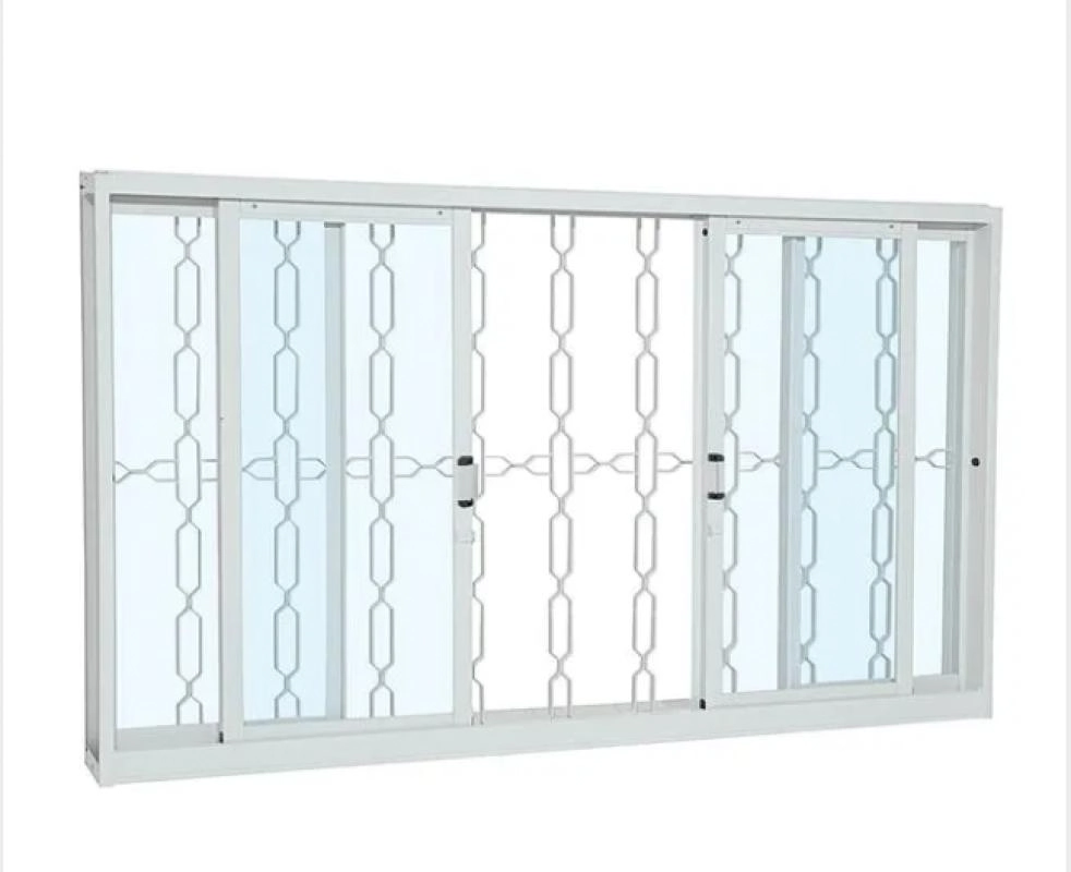 Janela De Aço Galvanizado Gold 04 Folhas Com Grade Elo - 100x120