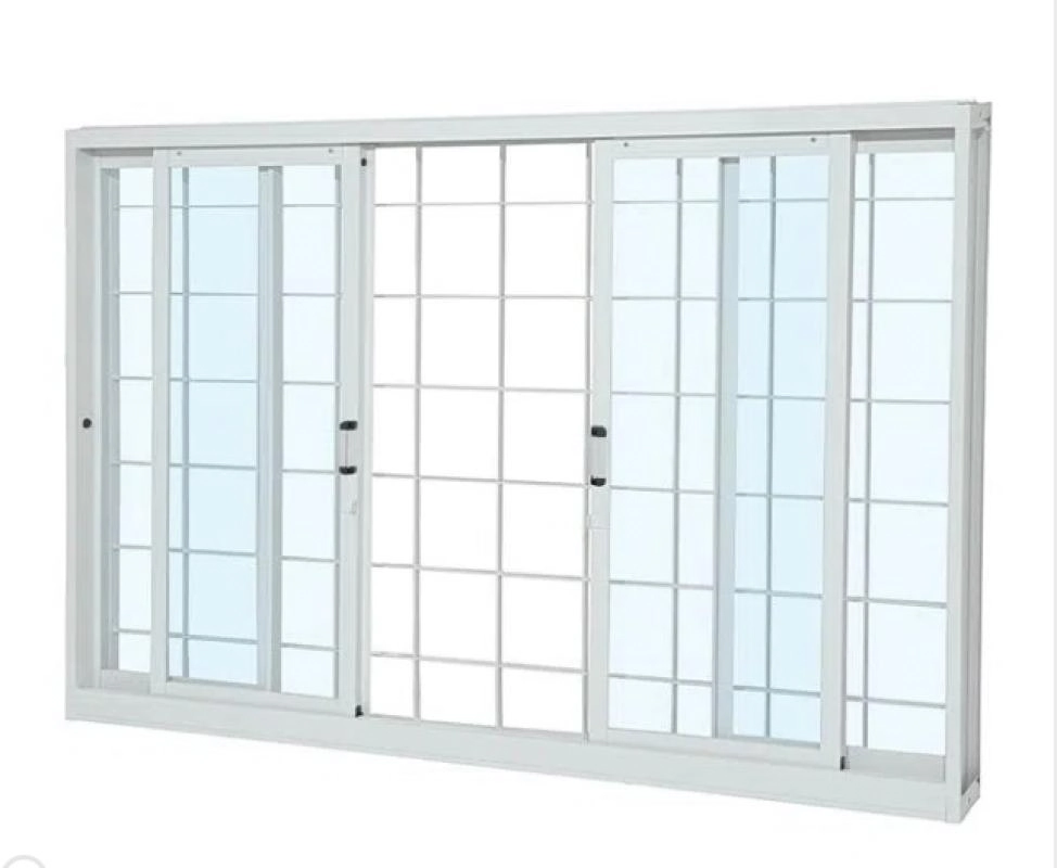 Janela Em Aço Galvanizado Gold 04 Folhas Com Grade Branca - 120x150