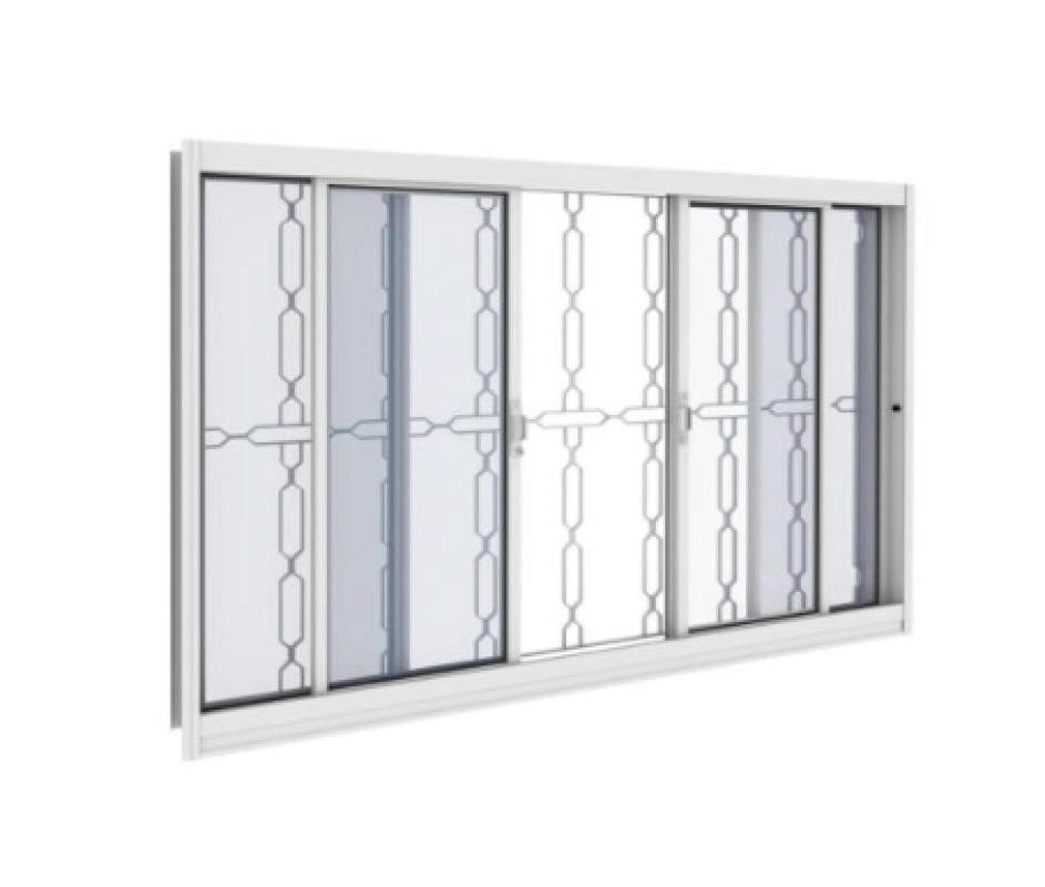 Janela De Aço Galvanizado Gold 04 Folhas Com Grade Elo - 120x200