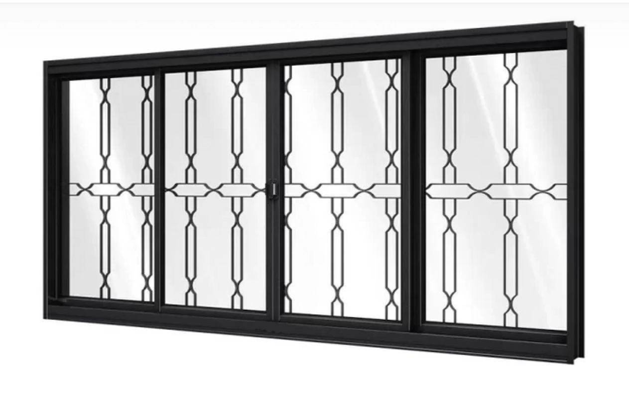 Janela De Aço Galvanizado Preto Gold 04 Folhas Com Grade Elo - 100x200