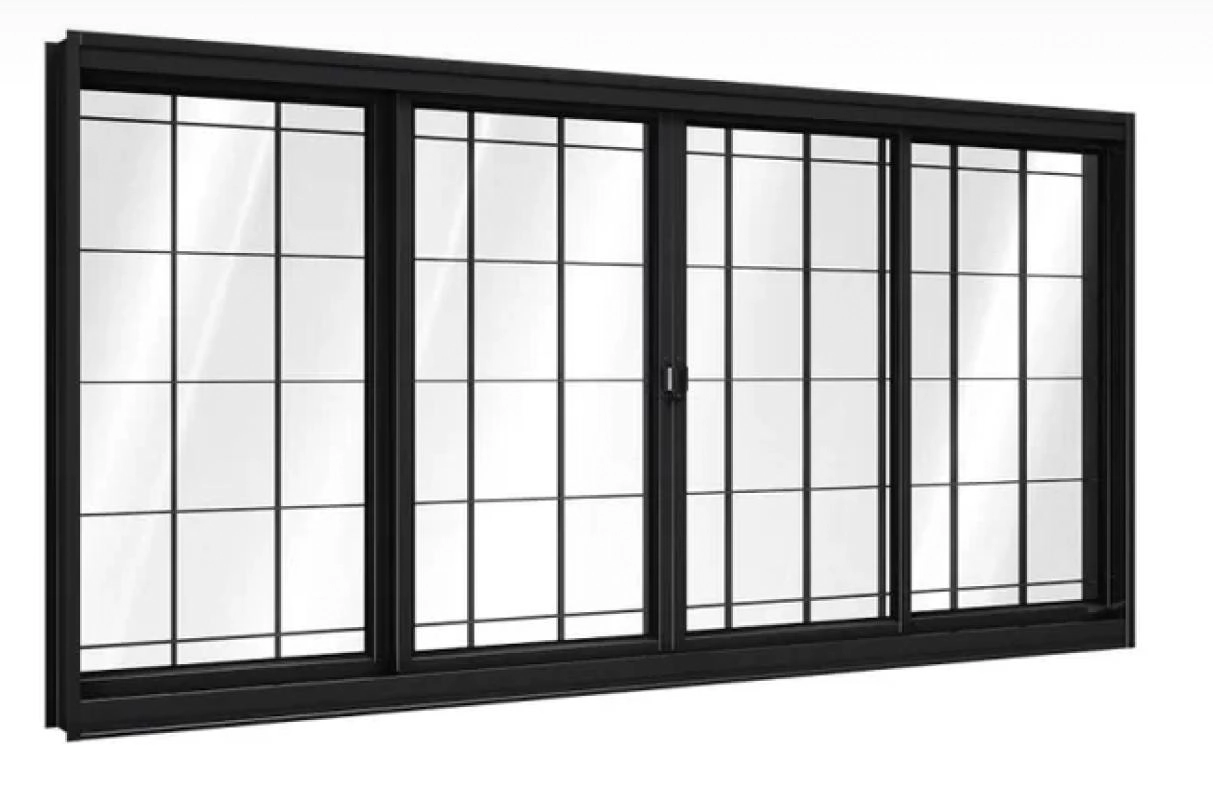 Janela Em Aço Galvanizado Preto Gold 04 Folhas Com Grade - 100x200