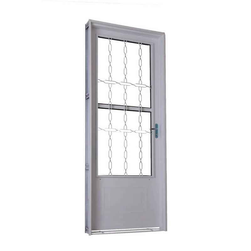 Porta De Giro Em Aço 215 X 85 X 6 Cm Postigo Direita Grade Elo Branco Prática Mmachado