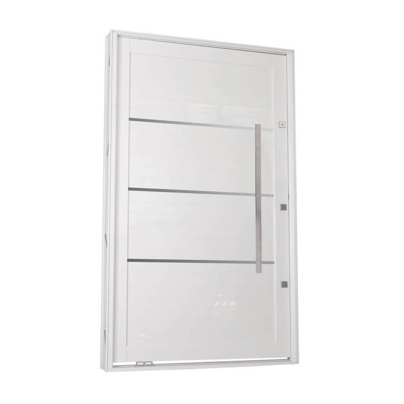 Porta Pivotante Lambri Alumínio 221 X 127 X 11 Cm Puxador E Friso Direita Branco Suprema Mmachado