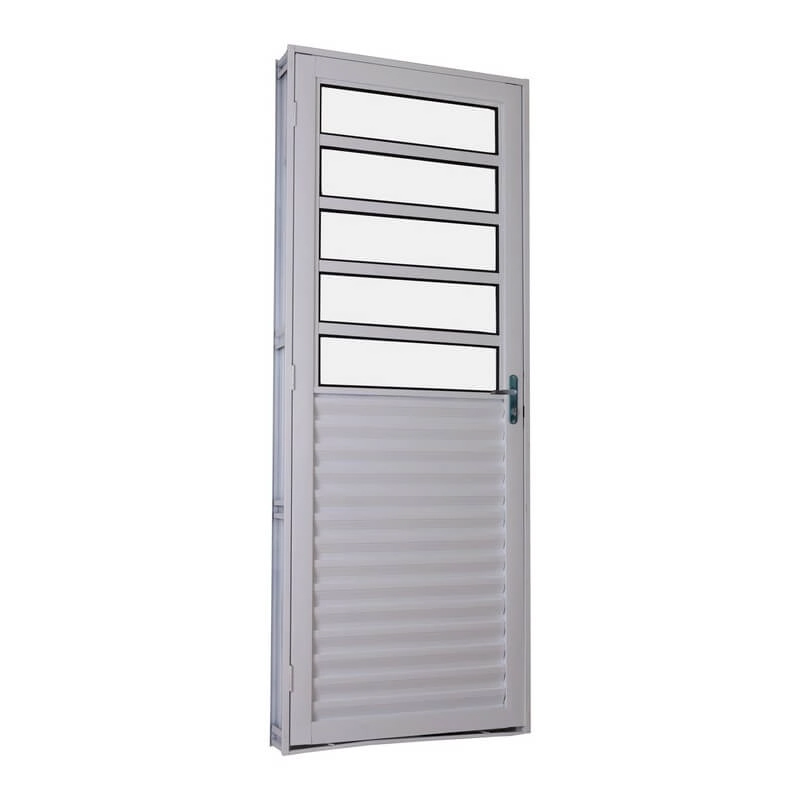 Porta De Giro Em Aço Mista 215 X 85 X 6 Cm Direita Branco Prática Mmachado