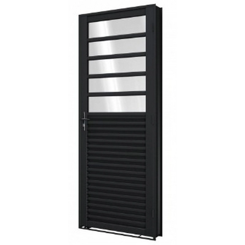 Porta De Giro Em Aço Mista 215 X 85 X 6 Cm Direita Preto Prática Mmachado