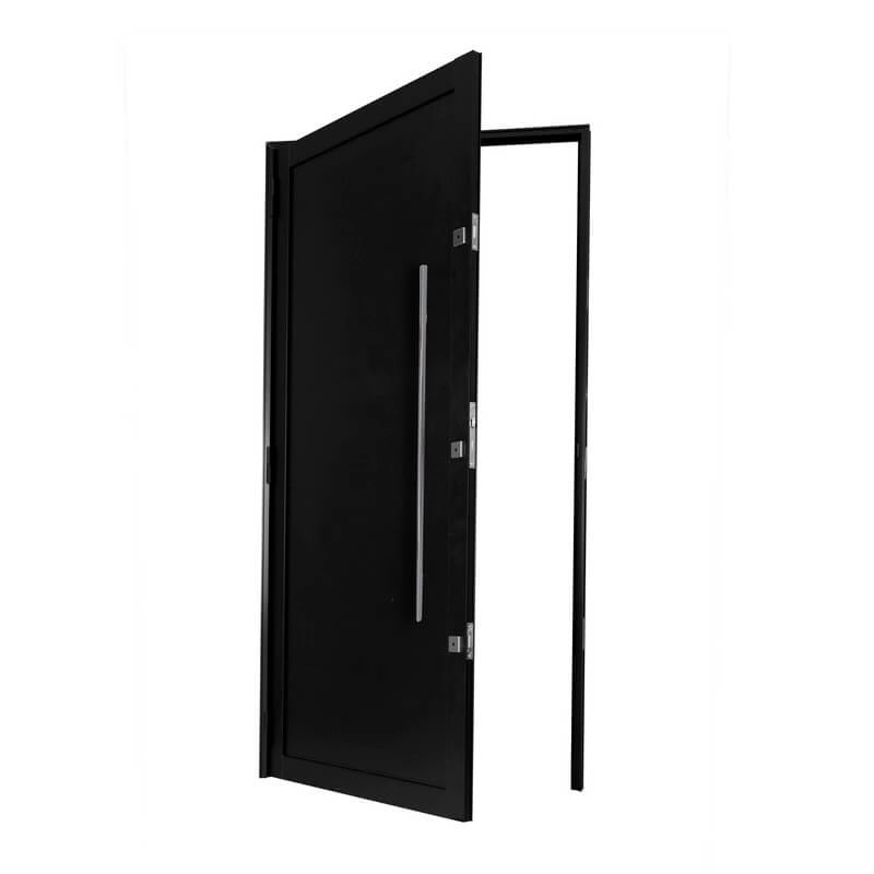 Porta De Giro Lambri Em Alumínio 215 X 104 X 6 Cm Com Puxador Direita Preto Suprema Mmachado