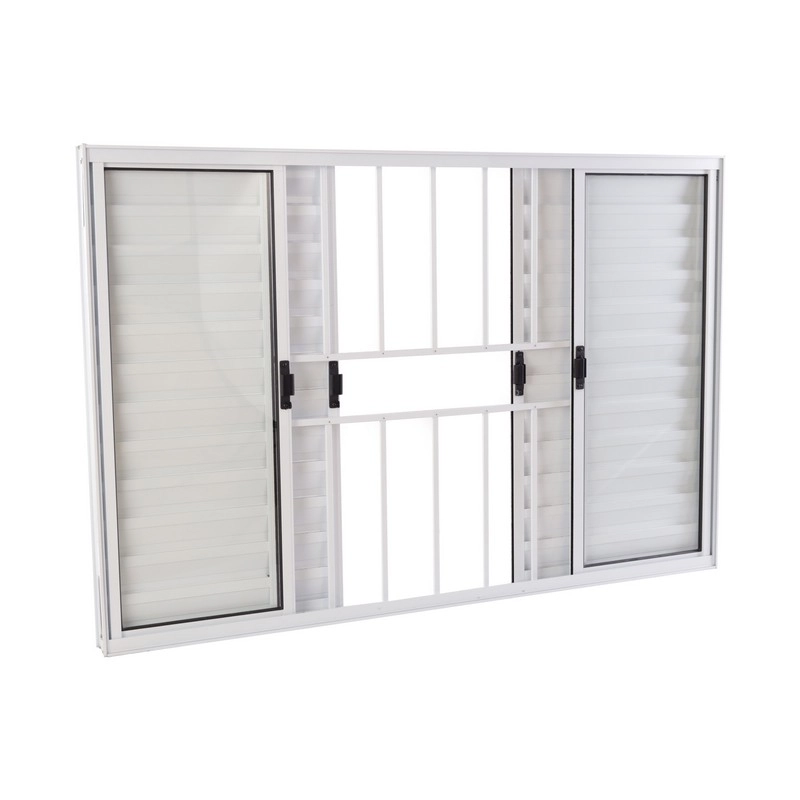 Janela Veneziana Em Alumínio 120 X 150 X 8 Cm Com Grade 6 Folhas Branco Básica Mmachado