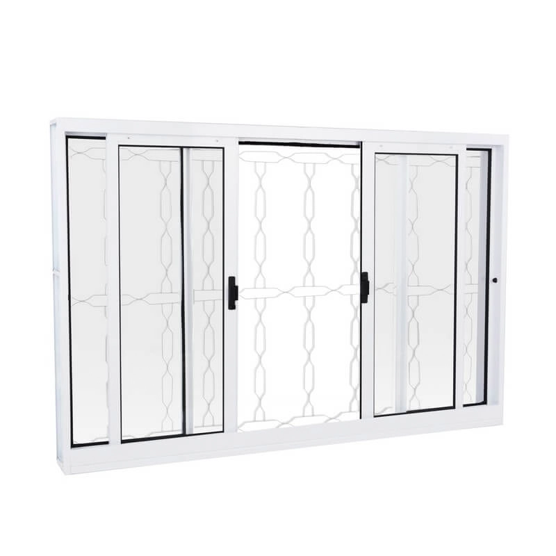 Janela De Correr Em Aço 100 X 150 X 14 Cm 4 Folhas Grade Elo Branco Prática Mmachado