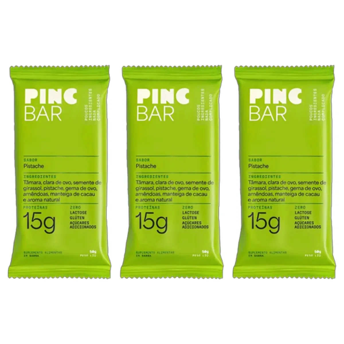 Kit 3X: Barra de Proteína Pistache Sem Açúcar Pinc Bar 50g