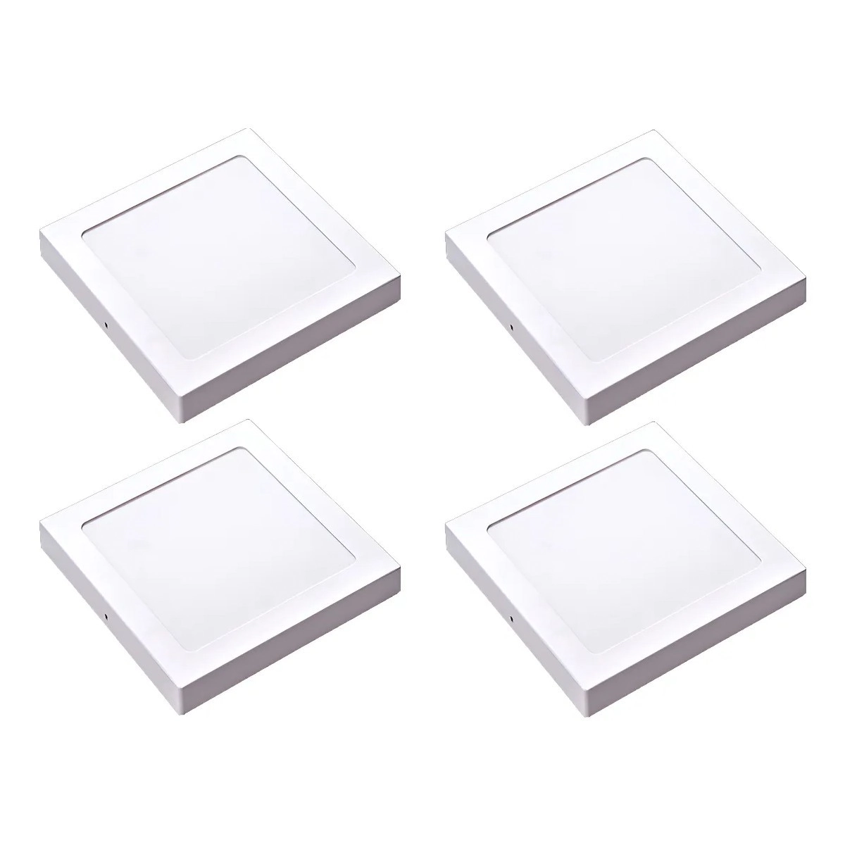 Kit 4 Painel Led Sobrepor Quad Luz Branca 6500k 18w 22cm