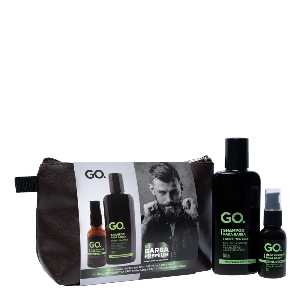 Kit Shampoo para Barba Go Tea Tree 140ml + Óleo em Creme
