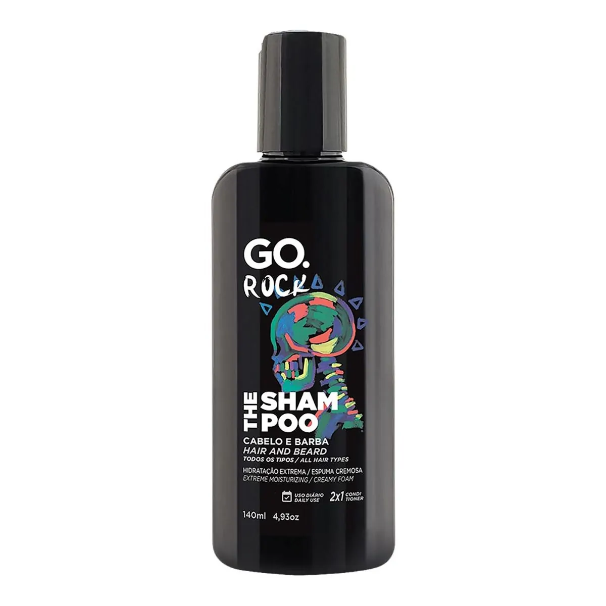 Shampoo Para Barba E Cabelo 2 Em 1 Go. Rock Frasco 140ml