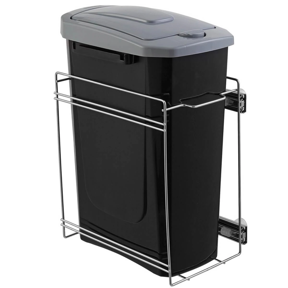 Lixeira De Embutir Preta Masutti Deslizante Para Cozinha 15l Com Tampa Click Com Corrediças