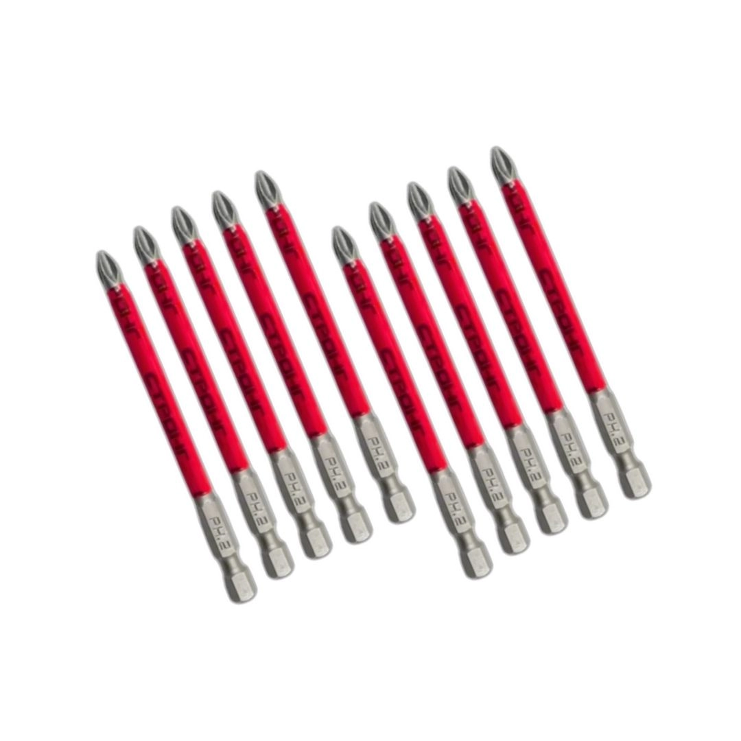 Jogo Com 10 Pontas Bits Ph2-90l Antiderrapante 90mm Ctpohr