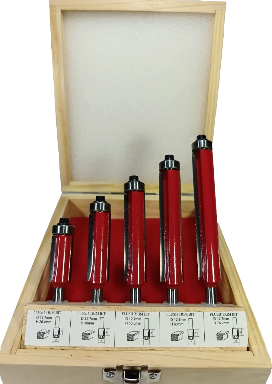 Jogo De Fresa Reta Longa Para Tupia Com Rolamento Haste 6mm