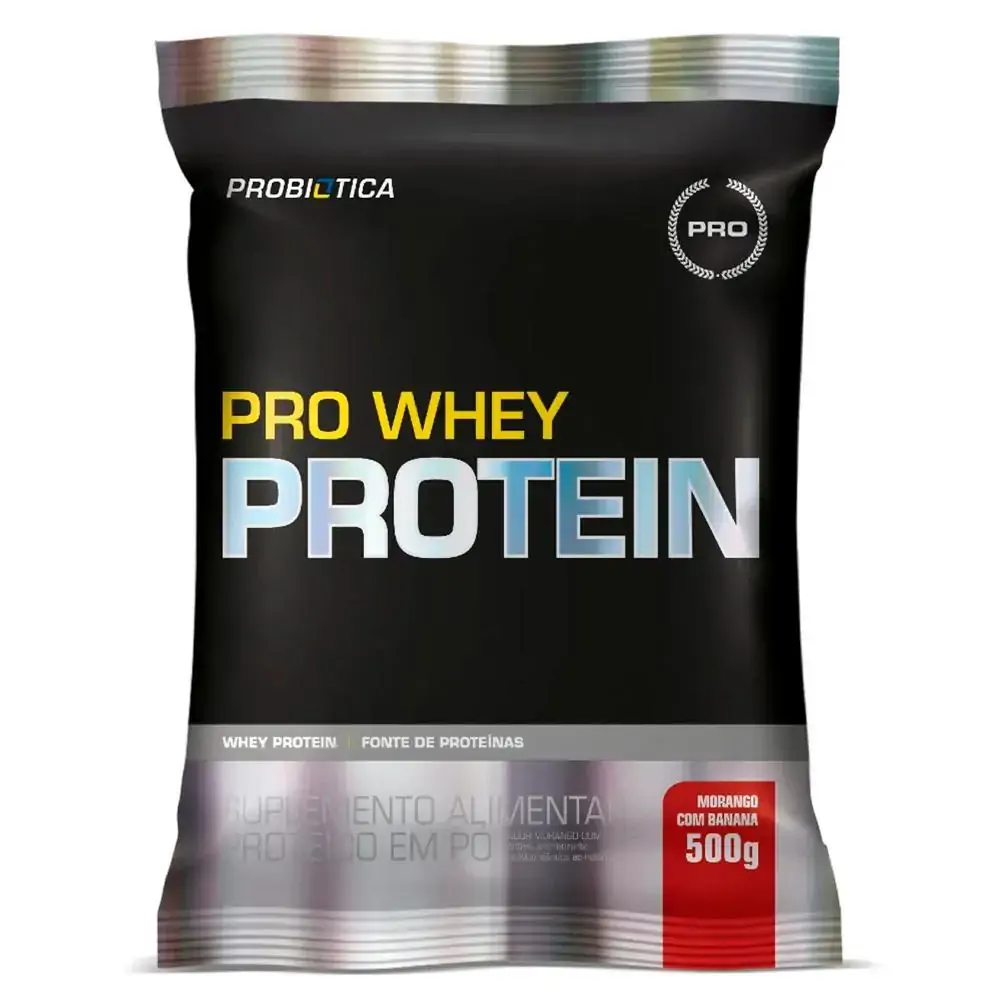 Pro Whey Protein 500gr - Probiótica Sabor:Morango com Banana