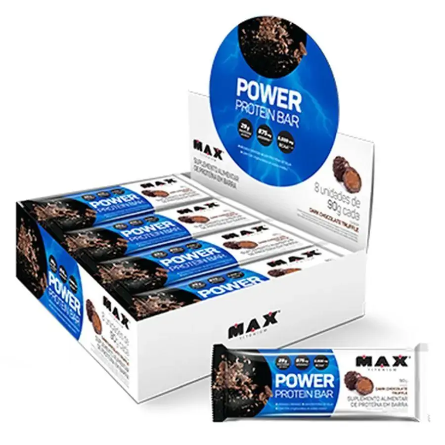 Power Protein Bar Dark 8un de 90gr - Max Titanium Sabor:Chocolate Truffle