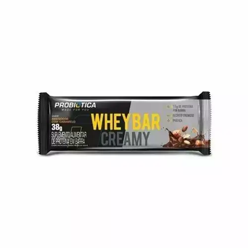 Whey Bar Creamy (1 unidade) - Probiótica Sabor:Amendoim com Caramelo