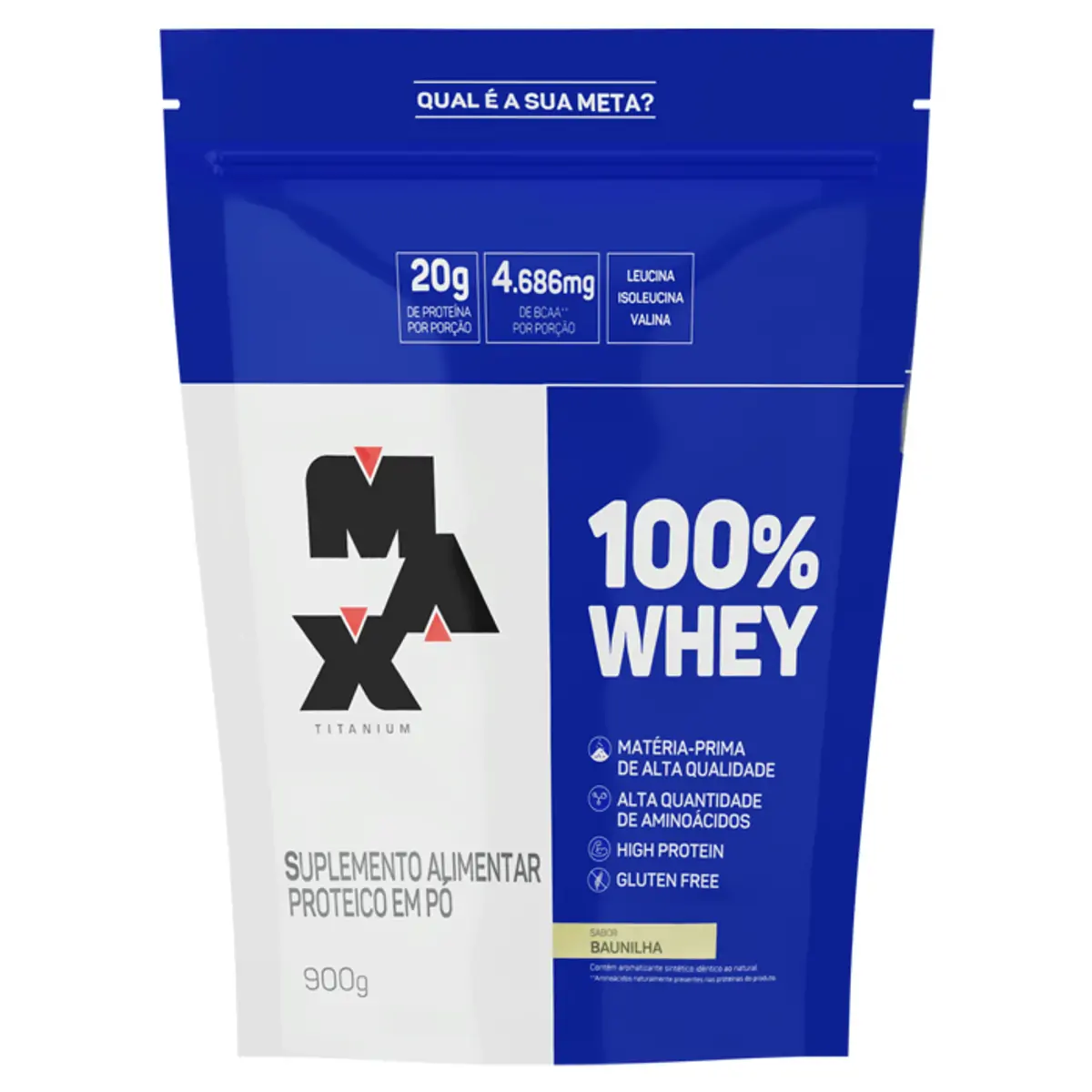 Whey Protein 100% Max Titanium Baunilha 900g Refil