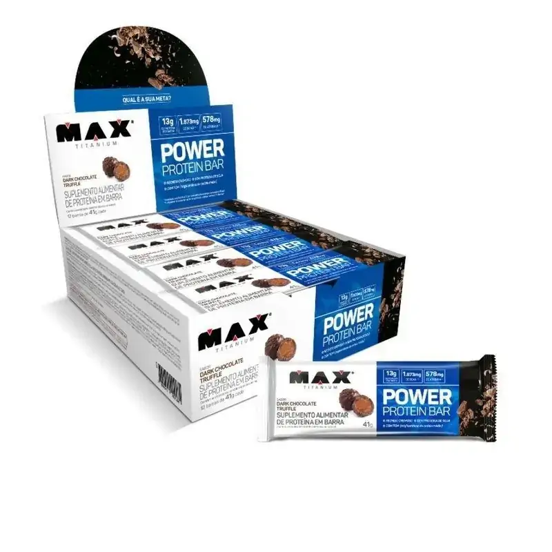Power Protein Bar Dark 12un de 41gr - Max Titanium Sabor:Morango