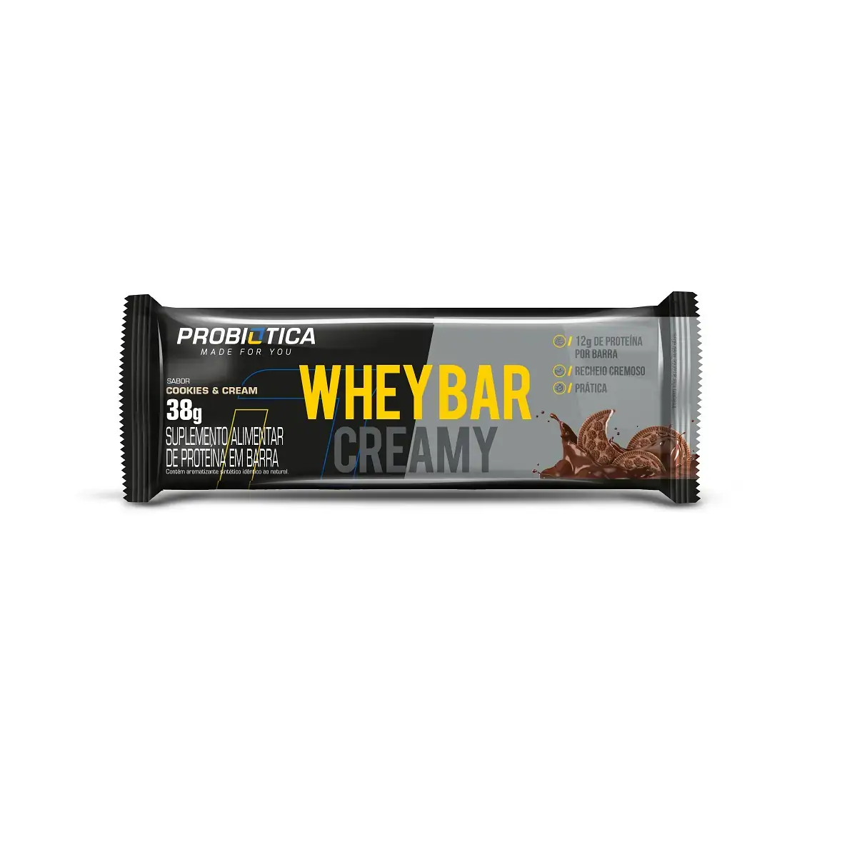 Barra Proteina Probiotica Whey Bar Creamy Cookies Cream 38g