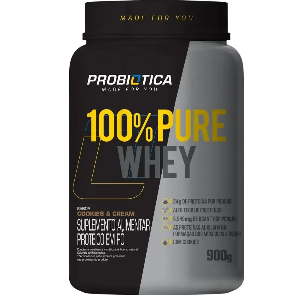 100% Pure Whey - Cookies and Cream - Probiótica - 900g