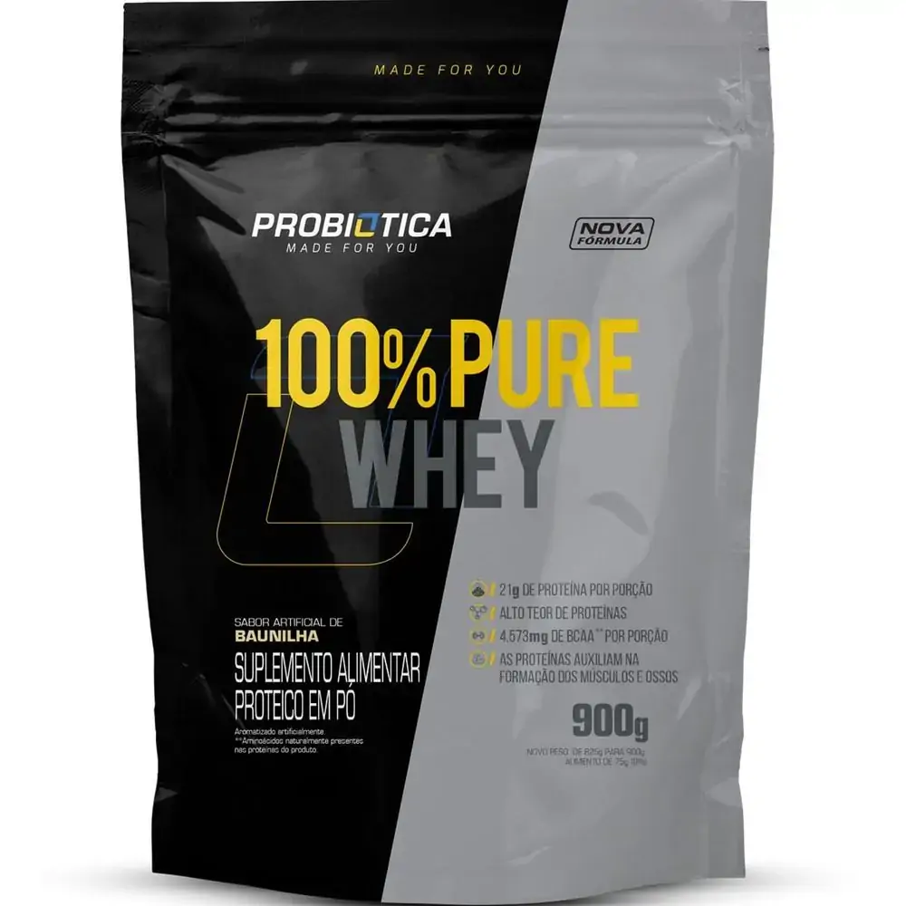 100% Pure Whey - Baunilha - Probiótica - 900g (Refil)