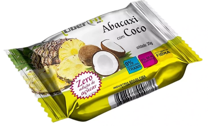 Doce De Abacaxi Com Coco Uberfit Zero Açúcar Embalagem 25g