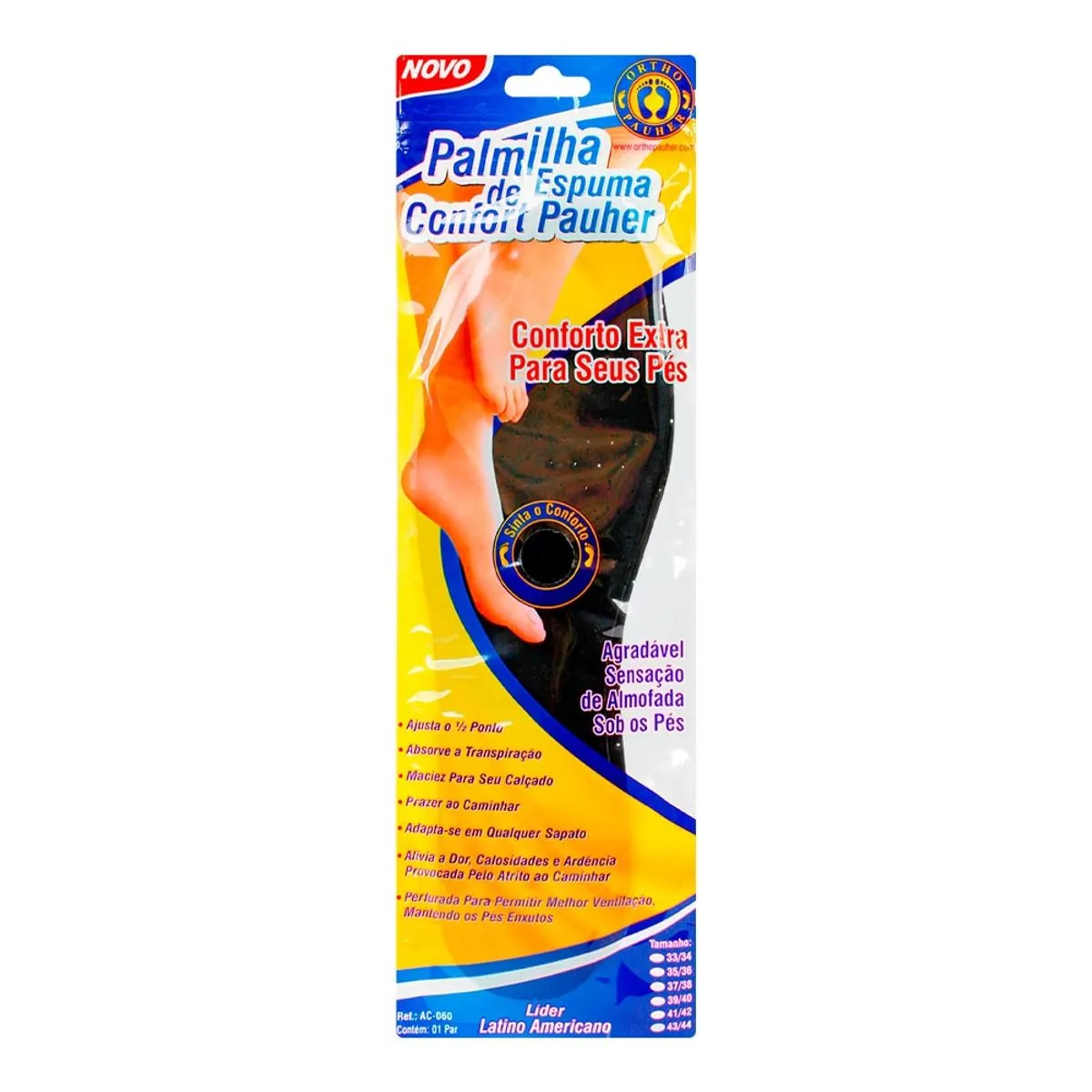 Palmilha Espuma Ortho Pauher Confort 33/34