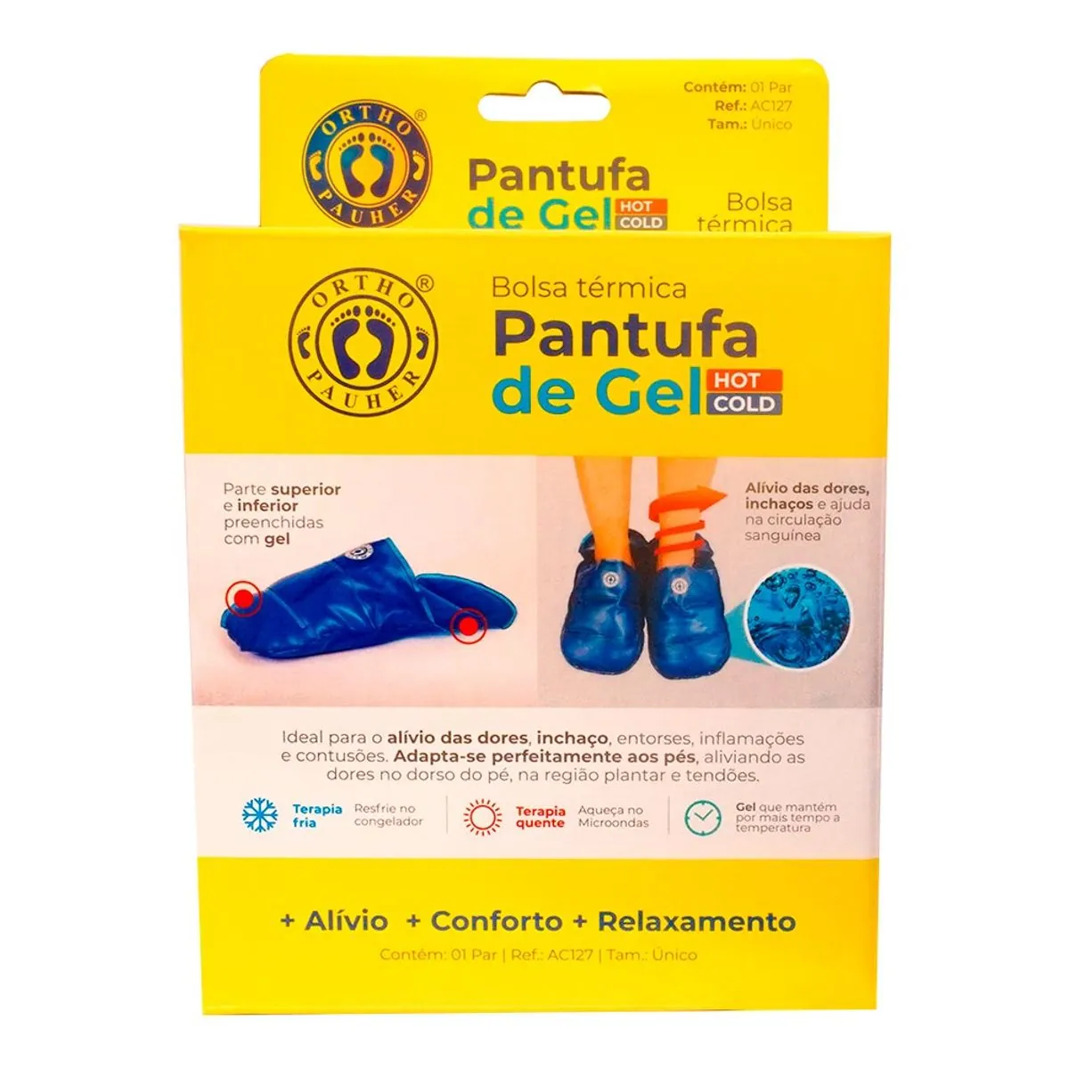 Pantufa Térmica Gel Azul Hot Cold Ortho Pauher Tamanho único