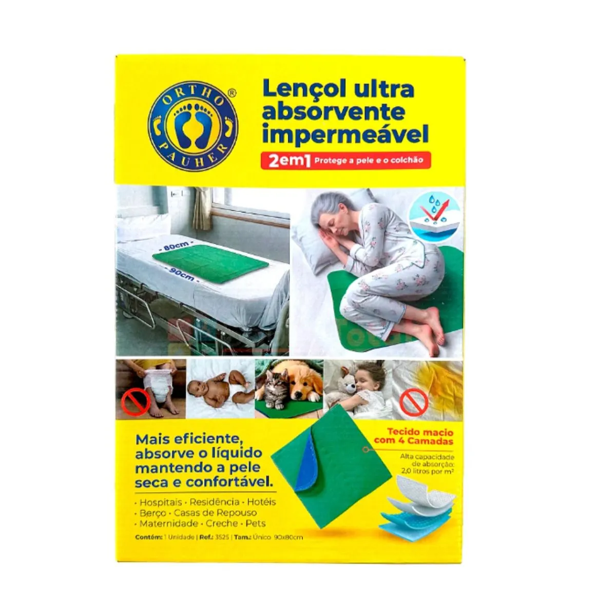 Lençol Ultra Absorvente Impermeável Lavável 90x80cm - unidade