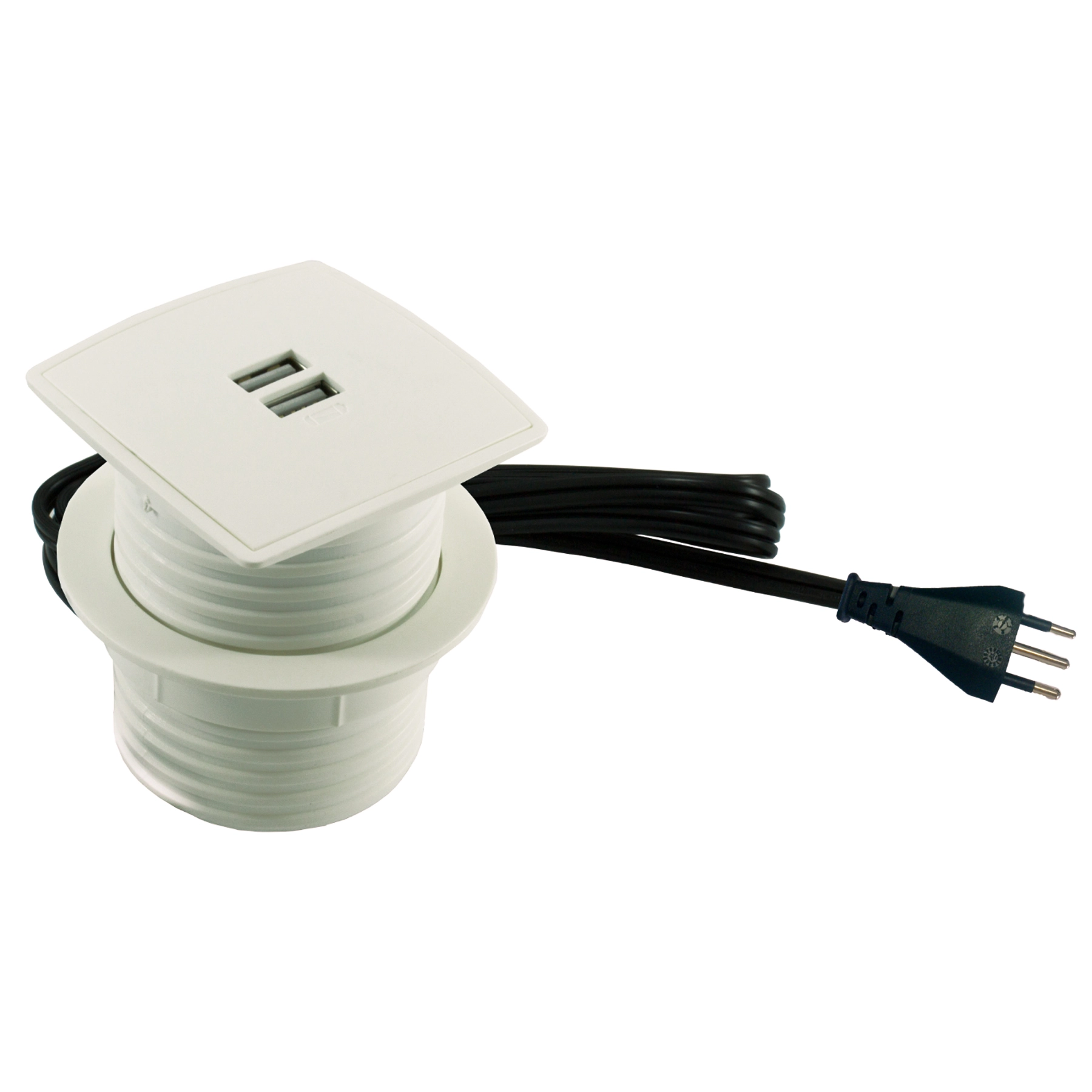 Módulo de Tomada 2USB 5V 2.1A com Cabo Branco Dutotec