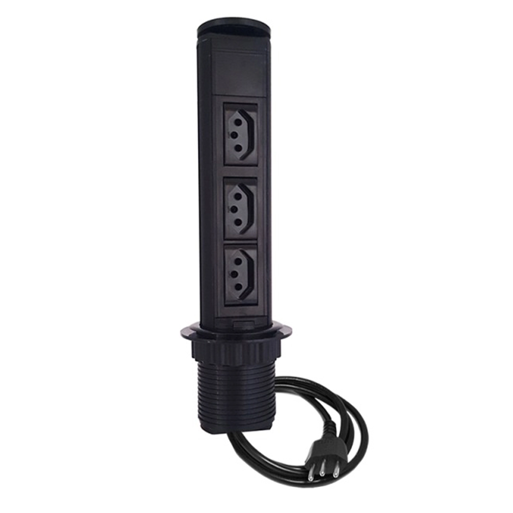 Mini Totem Manual Preto Com 3 Tomadas De 20A Tensão Maxima 250 V Com Cabo De Alimentação Qtmov