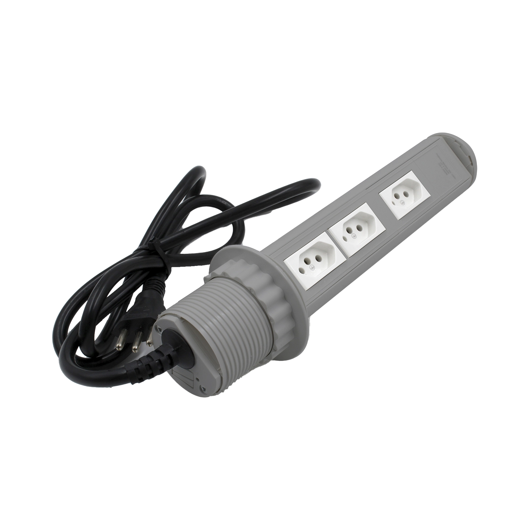 Mini Totem Manual Cinza Com 3 Tomadas De 20A Tensão Maxima 250 V Com Cabo De Alimentação Qtmov