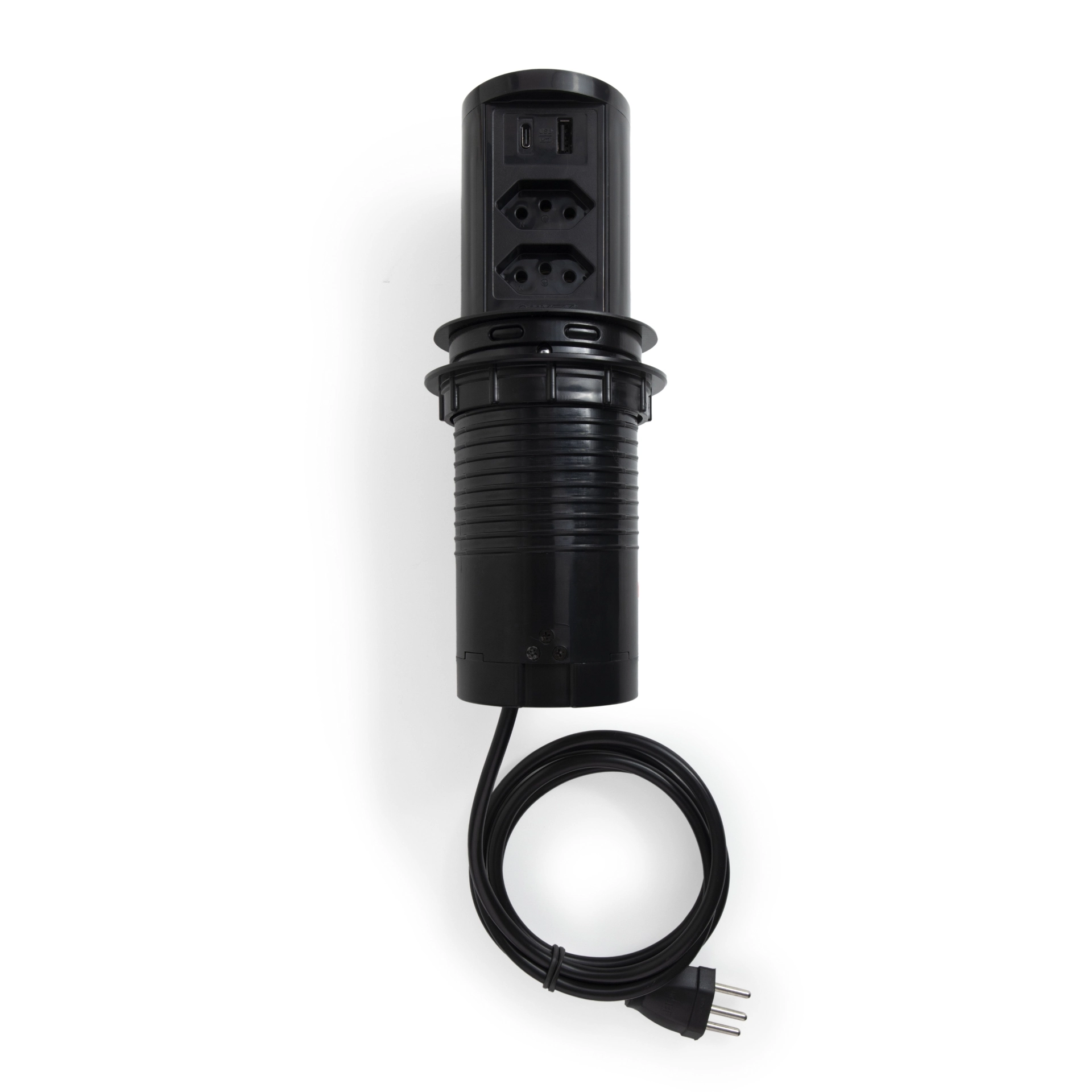 Torre Multiplug 2 Tomadas Elétricas + 2usb (a+c) 10a Preta