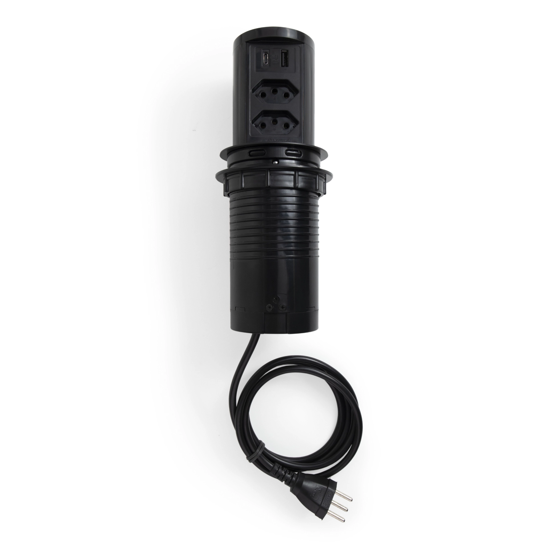 Torre Multiplug 2 Tomadas 10a + 2usb (a+c) + Indução Preto