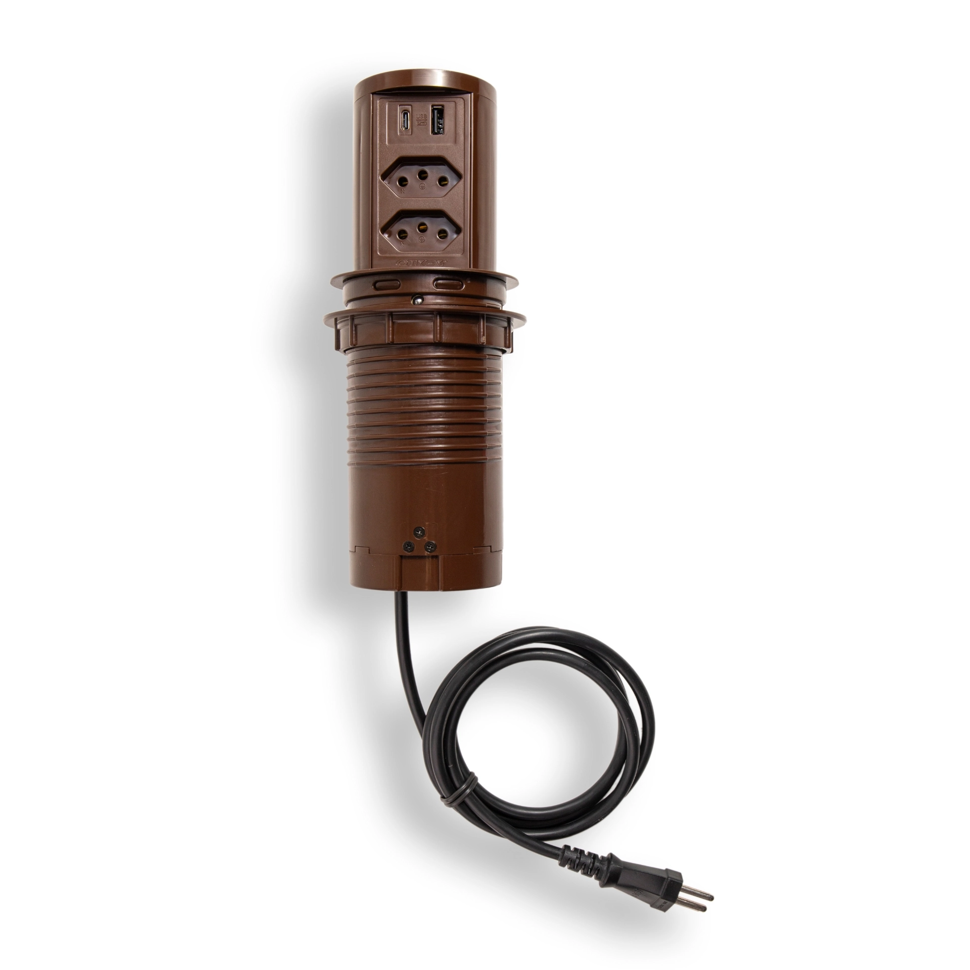 Torre Multiplug 2 Tomadas Elétricas + 2usb (a+c) 10a Marrom