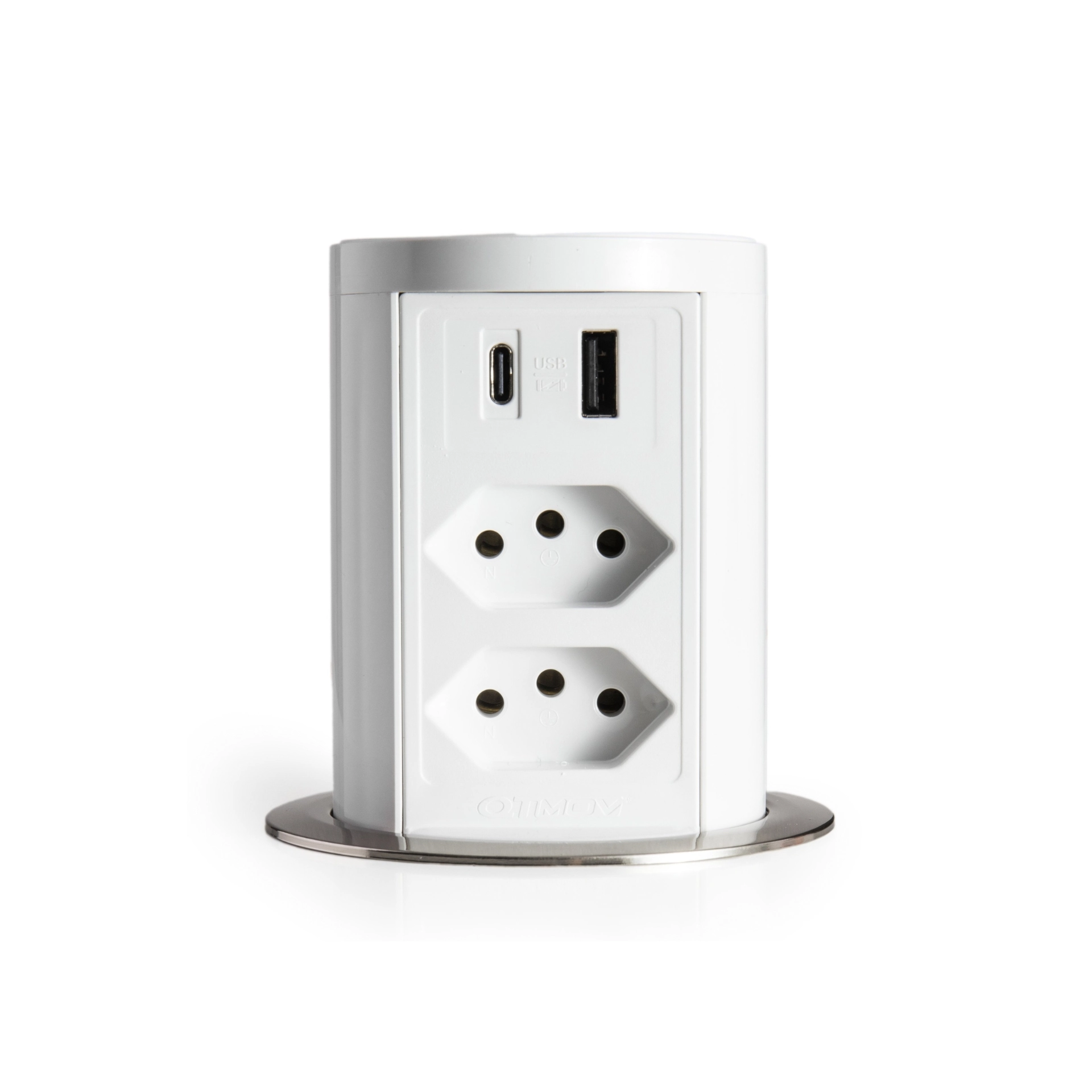 Torre Multiplug 2 Tomadas + 2usb (a+c) + Indução Cromado