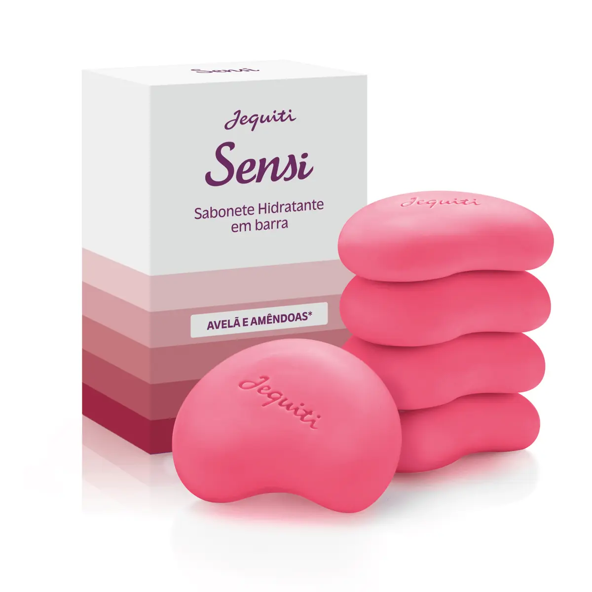 Estojo Sabonete Hidratante Em Barra Sensi Avelã e Amêndoas, 5 x 80g