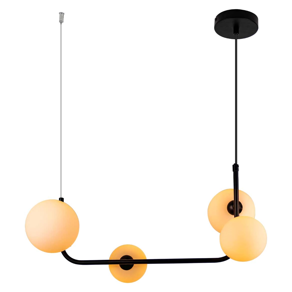Pendente Stato Preto E Globos De Vidro Branco P/ Led G9 Pd1326-br St1934