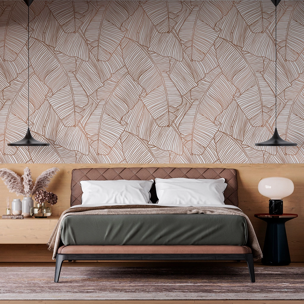 Painel Folhagem - Fd Folhas De Bananeira Rose Gold 3x2,5m (lxa)