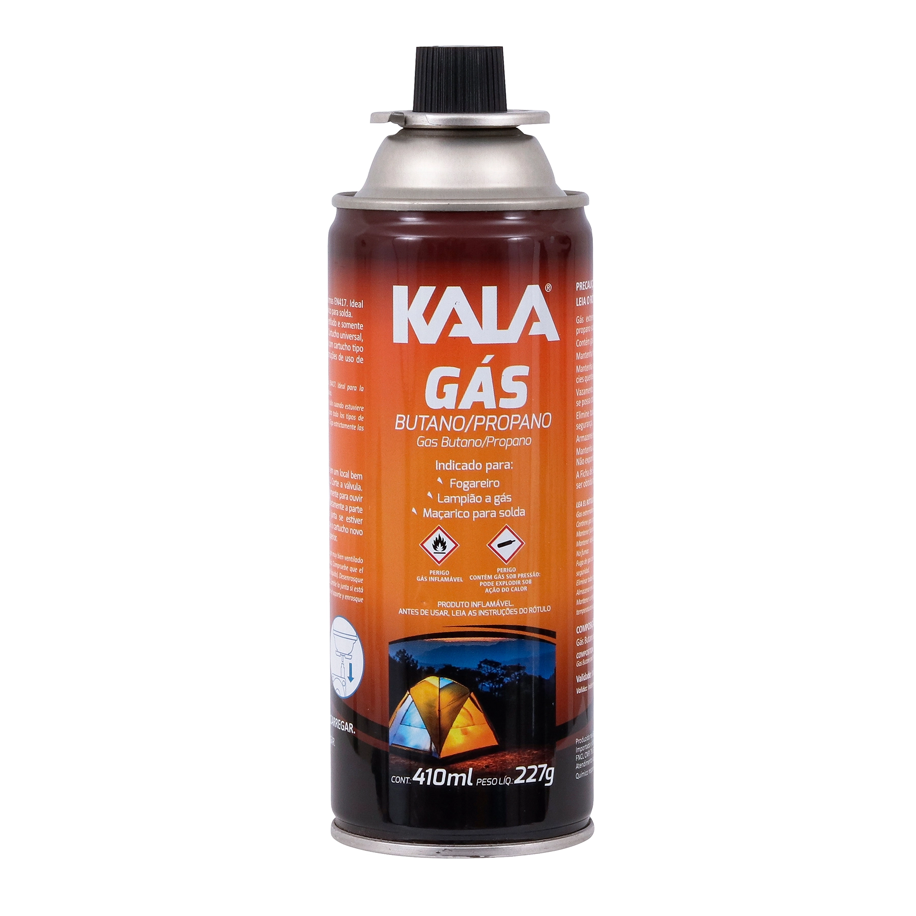 CARTUCHO GÁS BUTANO/PROPANO P/ MAÇARICO FOGAREIRO 227G KALA