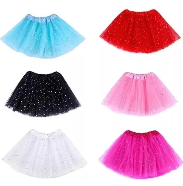 Saia De Tule Preta C/glitter 40cm Ref.mod 186a